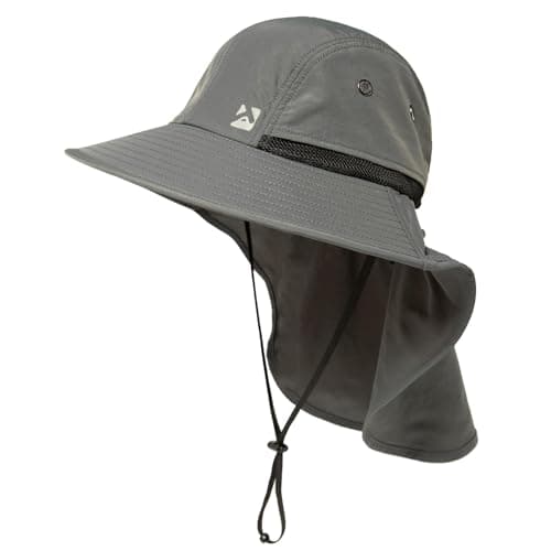 TOP-EX Waterproof Sun Hat with Neck Flap, Dark Grey, L/XL