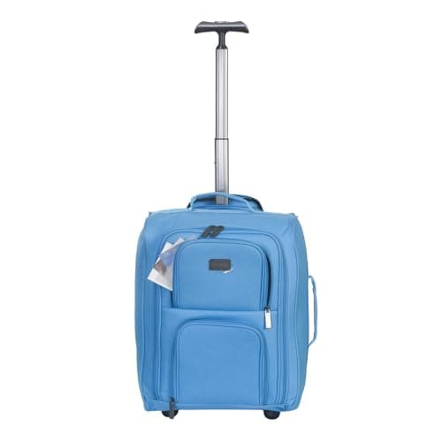 CHARKHAH Hand Luggage Case Travel Bag Trolley on Wheels Carry-Ons Flight Approved Cabin Suitcase 1.45 kg Lightweight Suitcases Large 37 Liter Bags Size 50 cm x 35 cm x 20 cm (HD-B-Sky Blue)
