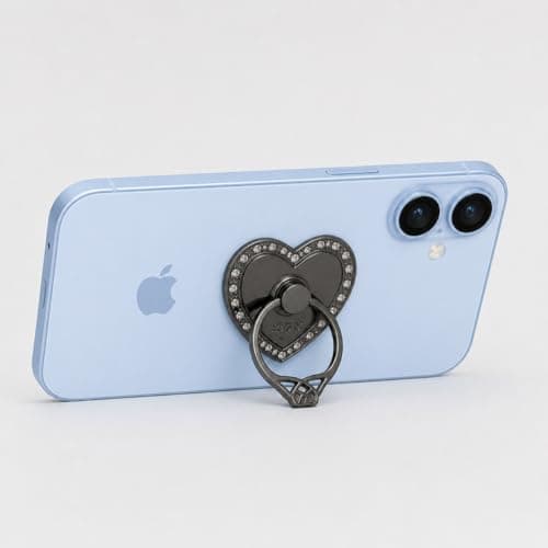 Rohans RK TECH Phone Ring Bracket holder, Love Heart Diamond Shape Finger Grip Stand Holder Ring Car Mount Phone Ring Grip Smartphone Ring stent Tablet Rose Gold (Heart Black) — view 4