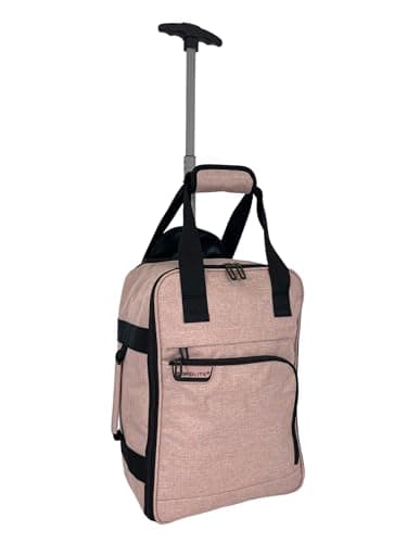 Bordlite RyanAir Approved Cabin Holdall on Wheels, Extendable Handle, Multi Pocket Twill Travel Bag - 40x25x20cm - Pink