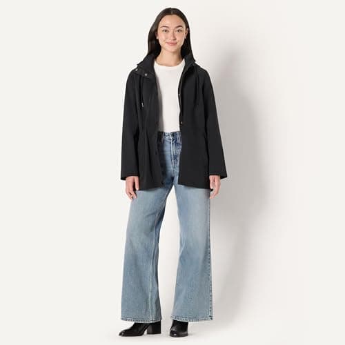 Amazon Essentials Women's Relaxed-Fit Packable Lightweight Waterproof Hooded Rain Jacket, Black, XL — view 5