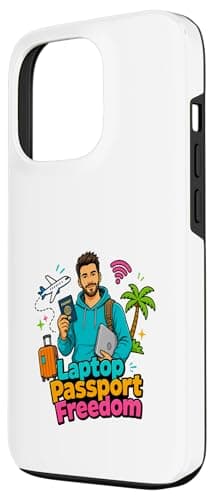 Laptop Passport Freedom Digital Nomad Travel Design Case for iPhone 13 Pro — view 2