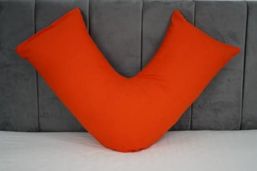 AR V shaped pillowcase cover, 100% Poly-cotton Back & Neck Support Orthopaedic Pregnancy/Nursing V Pillowcase cover only (Orange) — view 4