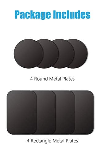 WixGear Metal Plates (8 Pack) with Adhesive for Magnetic Cradle-Less Mount - 4 Rectangle and 4 Round (Compatible with Magnetic Mounts) (Black) — view 3