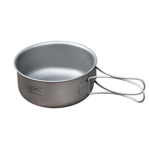 Titanium Camping Pot With Foldable Handle, 300ml Ultralight Portable Outdoor Cookware, Multifunctional 2-In-1 Soup Pot & Bowl For Camping Hiking Picnic