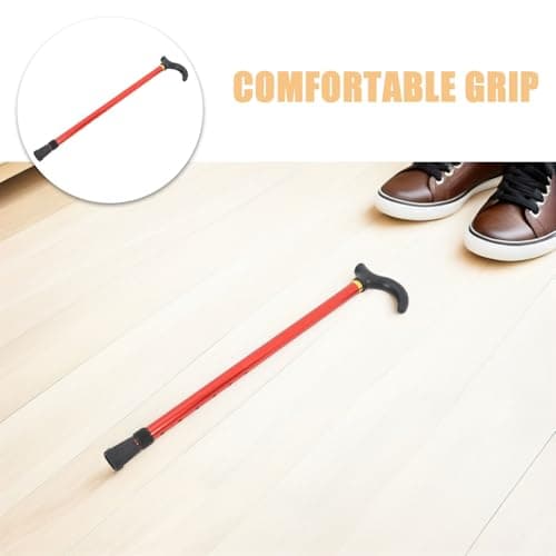 2pcs Retractable Walking Cane Aluminum Alloy Height Adjustable Red — view 3