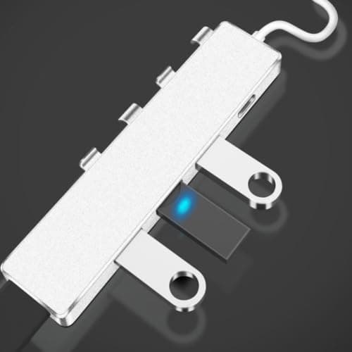 Multi Port USB Hub 4 Ports Stainless Steel Abs Silver — view 6
