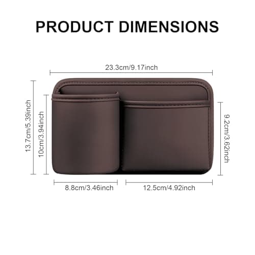 Hanging Car Storage Bag, Waterproof PU Leather Car Side Pocket Organizer, Universal Car Pocket Pouch Cell Phone Holder for Car, Car Seat Gap Filler Storage Accessories for Car Door, Console (Brown) — view 2