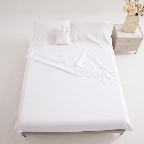 PEIHUODAN Sleeping Bag Liner Sheet Single Double Sleeping Bag Sheet Lightweight Washed Cotton with Pillow Slot Reusable Antifouling Hotel Hostel Bedding Aldult Hiking Travel Motels (White,80x210cm)