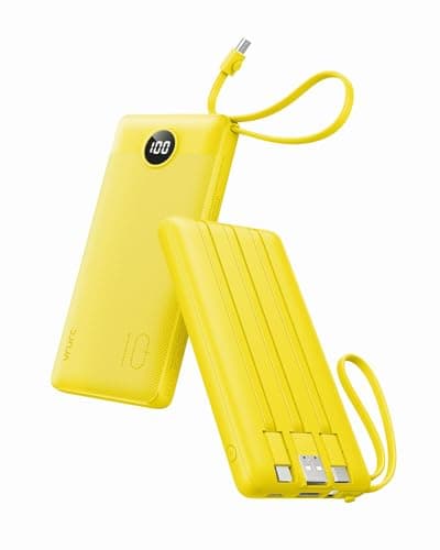 VRURC 10000mAh Power Bank With Built-in 4 Cables, Slim Portable Charger