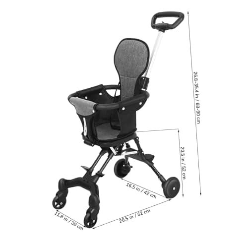 Baby Stroller Lightweight Foldable for Airplane Travel Black — view 2