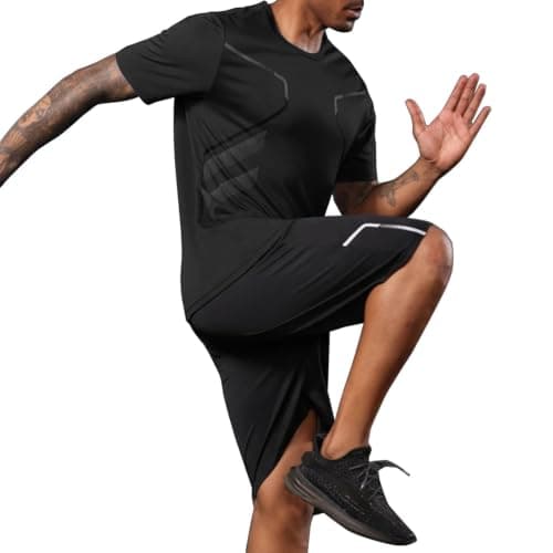 gym set - mens t shirt, quick dry shorts, breathable cotton, running clothes, sweat suit, large fit, plus size, summer fashion, lounge wear, travel outfit, beach wear, lightweight fabric — view 3