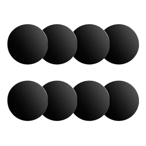8 Pack Ultra Thin Metal Plates with Strong Adhesive for Magnetic Phone Car Holders, Universal Mount Kit for Secure Attachment (Black)