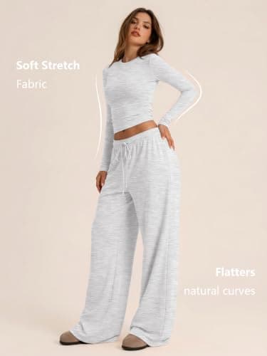 LILLUSORY Lounge Wear Sets for Women UK Airport Tracksuits Oatmeal Grey S — view 3