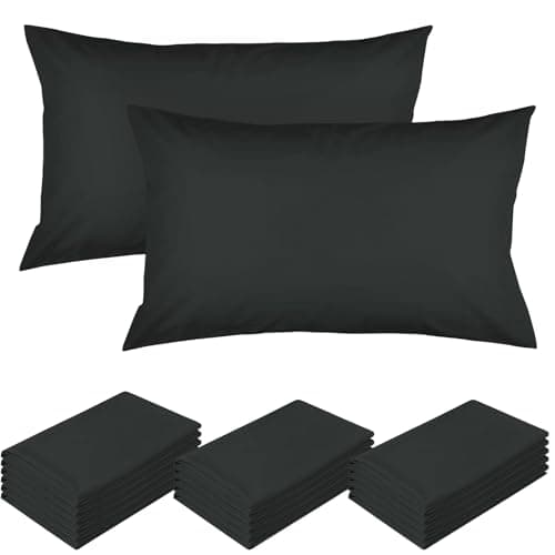 12 Pack Dark Grey Pillow Cases Standard Size Bulk, Soft Microfiber