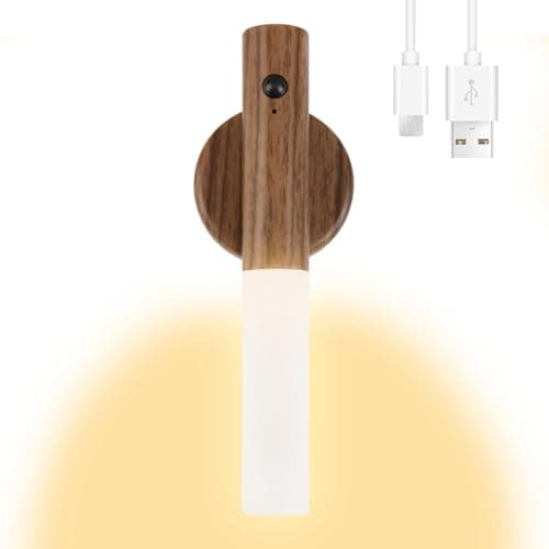 USB Rechargeable Wall Lights Wireless LED Motion Sensor Night Light Portable Stick on Wall Lights Removable Magnetic Cordless Automatic Battery Strip Lamp for Indoor Hallway Bathroom Stairway (Brown) — view 2