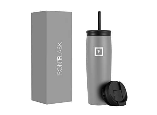 IRON °FLASK Nomad Tumbler - 710 ml, 2 Lids (Straw/Flip), Vacuum Insulated Stainless Steel Bottle, Double Walled, Thermo Coffee Travel Mug, Water Metal Canteen