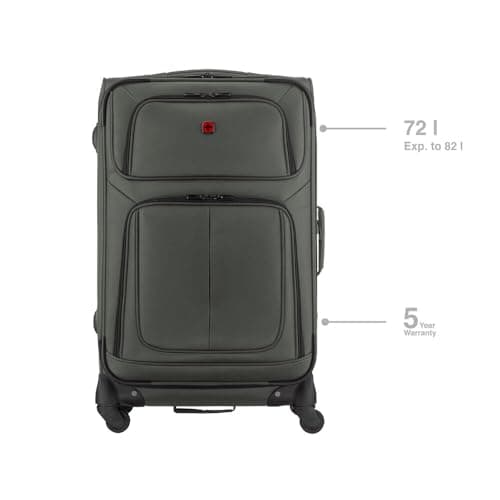 WENGER Sion Soft-Shell Suitcase M, 72/82 l Expandable, 4 Wheels, Grey — view 3