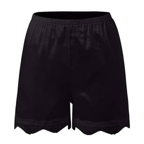 2026 Women's lace Trim and Satin Polyester Fabric Sleep Shorts, for Sleepwear, Home Evenings Travel Nights, Easy to Match with tees, Tanks, Sandals or Trainers Colour Black Size L (4) — view 5