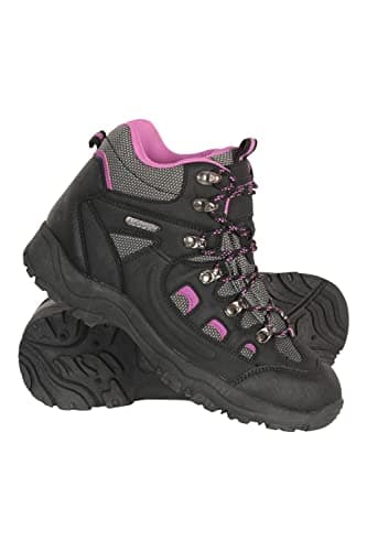 Mountain Warehouse Adventurer Womens Waterproof Boots - Durable Hiking Shoes, Breathable, Synthetic Upper, Mesh Lining, Cushioned Footbed - Ideal for Walking & Trekking, Black, Womens Shoe Size 6 UK
