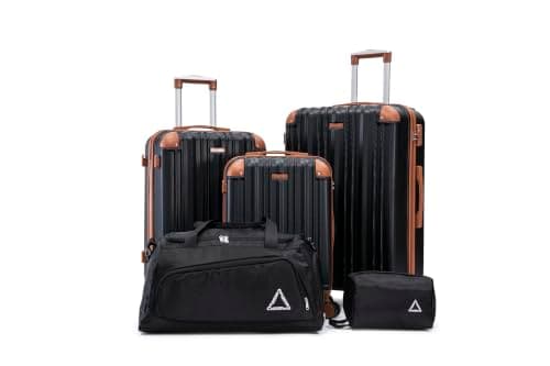 CONCEPTEN Luggage Sets Hard Shell Suitcases with Wheels, Black, Hardside