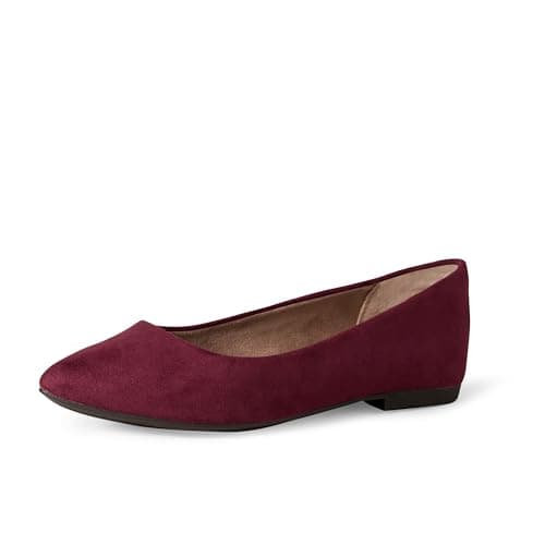 Amazon Essentials Women's Pointed-Toe Ballet Flat, Maroon, 10 UK Wide