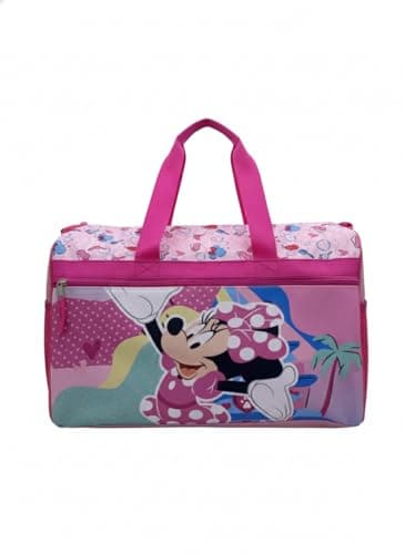Kids Character Duffle Bag 16.5" – Travel & Sports Bag with Zipper Pocket, Mesh Side Pockets & Adjustable Strap, Minnie Mouse, 8.5 x 16.5 x 10.5 inches, Licensed Character Kids Duffle Bag
