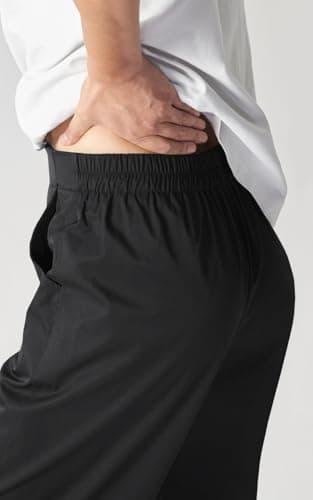 INFULEIMU Womens Elastic Waist Barrel Travel Pants Baggy Tapered Leg Ankle Hiking Pants with Pockets 2026, Black, Large — view 4