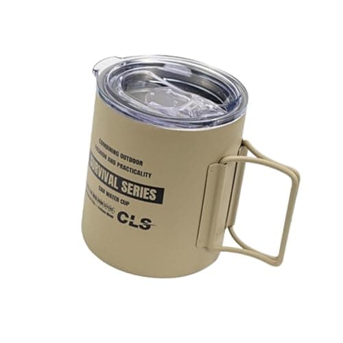 KIOALXZ Double Wall Insulated Coffee Cup Travel Mug with,Khaki,7.9x9cm