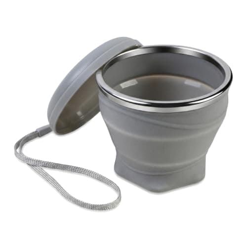 Merzio Collapsible Cup with Lid, 180ml Silicone Foldable Travel Coffee Mug, BPA-Free Portable Reusable Cup for Camping, Hiking, Picnic, Outdoor and Office
