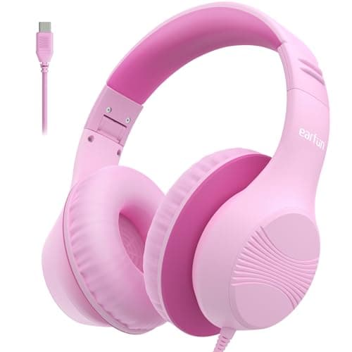 EarFun K3 Kids Headphones Wired, Over Ear Foldable Headphones with Mic