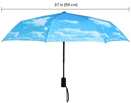 YumSur Compact Automatic Travel Umbrella, Windproof Folding Umbrella with Printed Raindrops Design, Auto Open Close and Upgraded Comfort Handle, for Men and Women — view 3