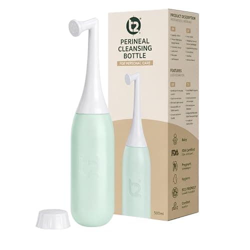 T2 Peri Bottle 500ml - Portable Postpartum Bidet for Women, Perineal Care & Pain Relief After Birth - Angled Nozzle, BPA-Free EVA, Travel Cap & Bag - Hospital Bag Maternity Essential (Sage Green)