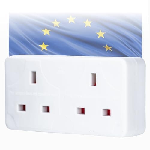 STATUS 2 Way UK to EU Travel Adapter, Twin Plug Converter for European Sockets, Compact White Adaptor for Holiday, Hotel or Business Use (SEURO2WAYAB112)