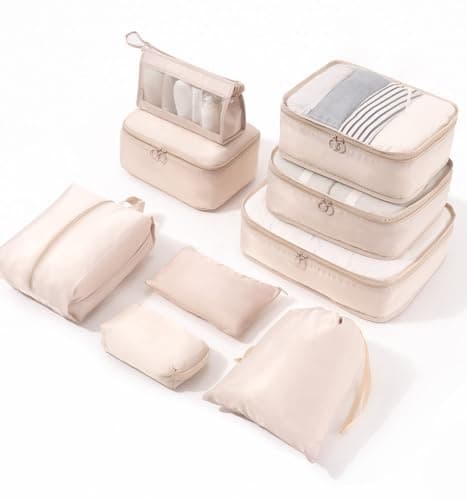 Meowoo 9-Piece Packing Cubes for Suitcases with Cosmetic & Cable Organisers