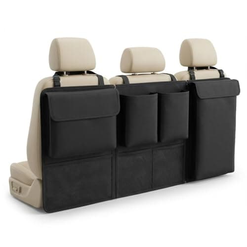 QWORK® Boot Organiser, Detachable Multi-Pocket Backseat Organiser, Trunk Tidy Bag With Seat Back Protectors, Foldable Storage for SUVs, Minivans, Jeeps, 101x46cm