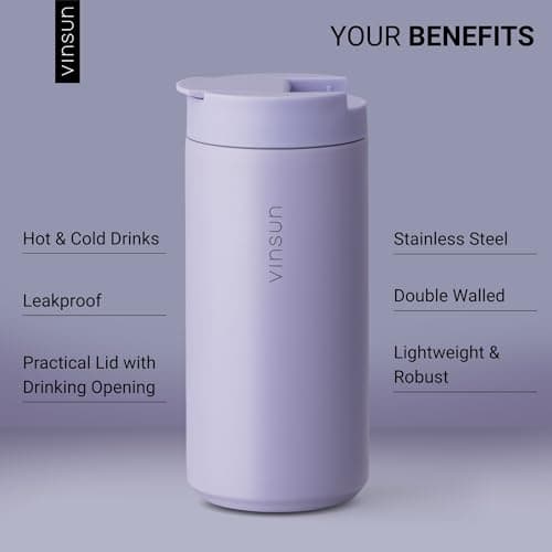 VINSUN Travel Mug to Go 350ml with Lid - Stainless Steel, Leak-Proof — view 2