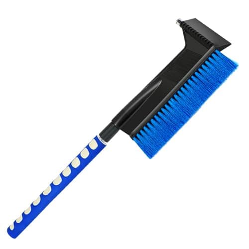 ERYUE Snow Scraper for Car Efficient Aluminum Alloy Extendable Snow Brush with Safety Hammer for Winter Travel Blue 1 Pack (type 2)