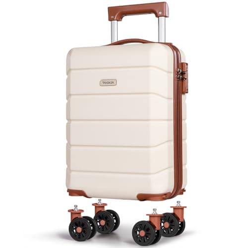 Tavoxda Cabin Suitcase Hand Small Travel Luggage, Carry On Suitcase with ABS Hard Shell Spinner &Removable Wheels for Ryanair, Wizz Air, 40x30x20cm Airline Approved, 16 Inch, White