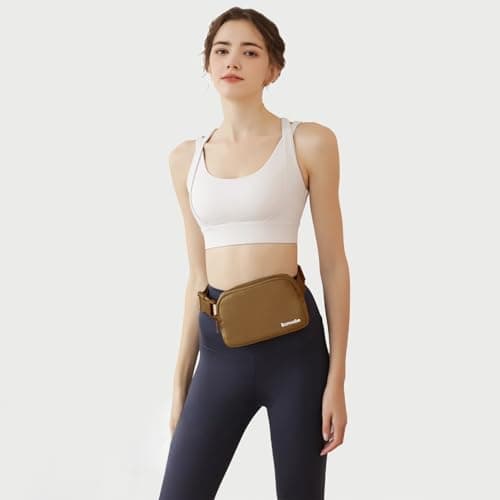 Bomvabe Brown Fanny Pack for Women Teens Girls, 1L Everywhere Belt Bag with Adjustable Strap 32" to 51", Small BumBag for Ladies with Multi Pockets, Crossbody Bag Lightweight for Travel Sport Running — view 3