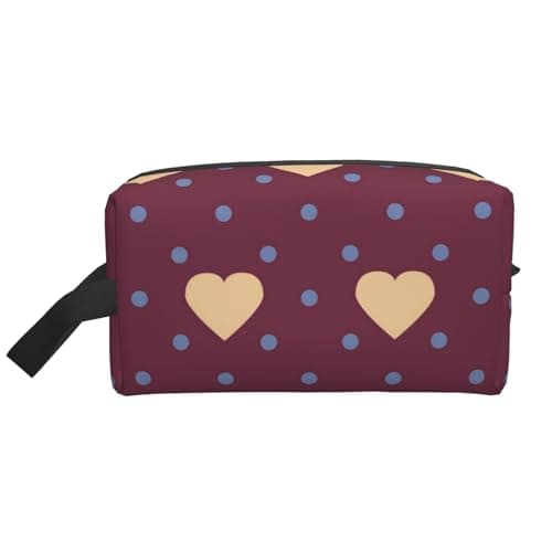 Meymuise Toiletry Bag, Polka Dot and Heart Maroon