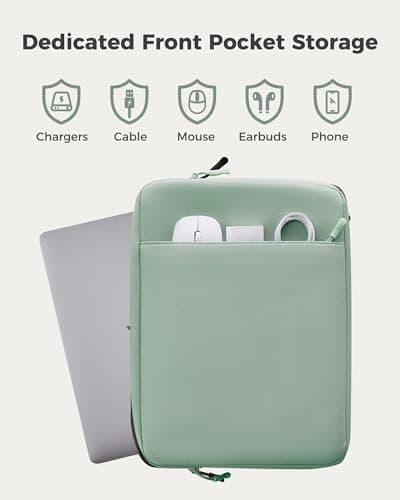 ProCase Laptop Sleeve 13" for MacBook Neo/Air/Pro 13-13.6 inch with A18/M5/M4/M3/M2/M1 Chip 2026-2016, Computer Case Also Compatible with 13"HP Dell ASUS Lenovo Acer Chromebook -Willow Green — view 3