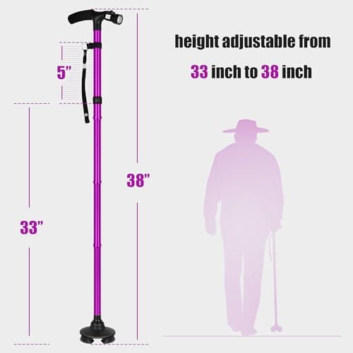 RUNZI Folding Cane with Led Light, Adjustable Canes and Walking Sticks for Arthritis Disabled and Elderly (Purple)… — view 4