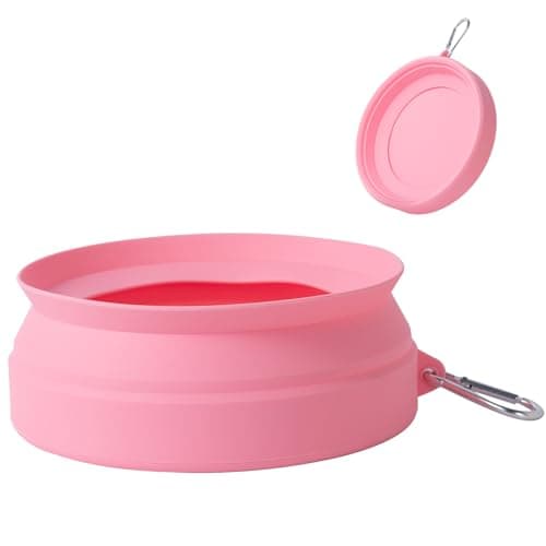 SLSON Non Spill Dog Water Bowl for Car Collapsible Dog Travel Bowl Integrated Molding Portable Pet Drinking Bowl for Road Trip (Peach Pink)