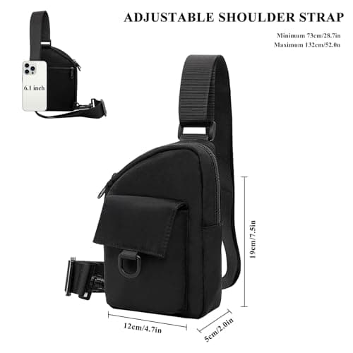 Long Keeper Small Sling Bag Chest Bag - Mini Cross Body Shoulder Bag for Men Women Waterproof Crossbody Sling Phone Bag for Cycling Travel Outdoor Sports, C-black — view 3