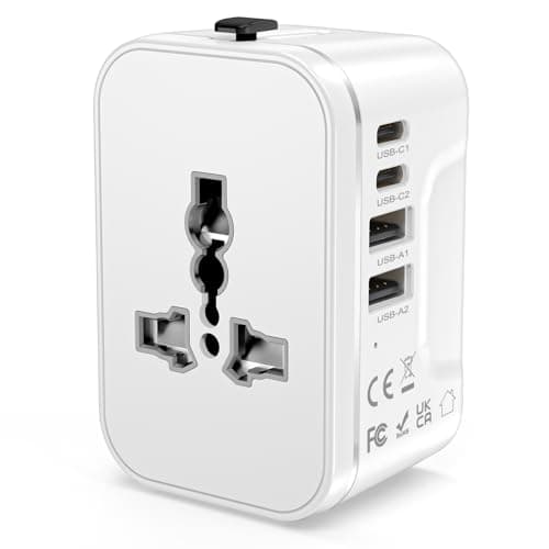 Universal Travel Adapter Worldwide with 2 USB C and 2 USB A Ports, International Travel Plug Adapter Worldwide USB Travel Adaptor All in One Universal Charger Power Adapter for European EU US UK AUS
