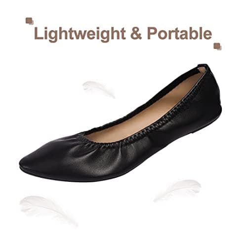 Women's Ballet Flat Slip On Pointed Toe Flats Shoes Classic Ballet Flat Shoes Casual Dress Shoes Foldable Portable Travel Ballet Flat Walking Shoes, Black, 6 UK — view 3