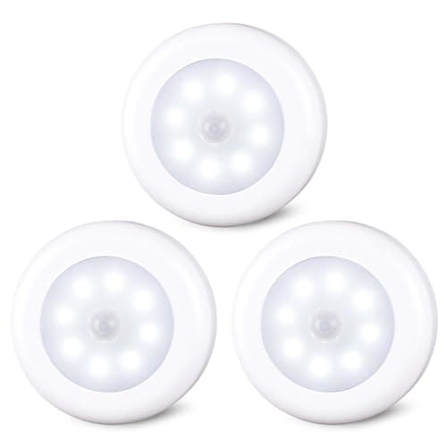 STAR-SPANGLED 3.1” LED Motion Sensor Light Indoor AA Battery, 3 Pack White