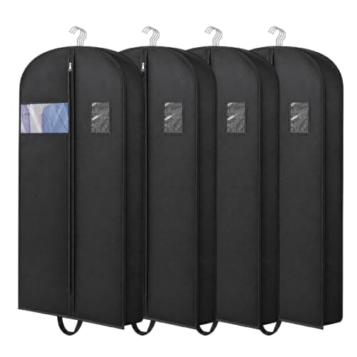 4 Pack Dress Bags Covers Long 47''(120cm), Travel Suit Covers with Handle