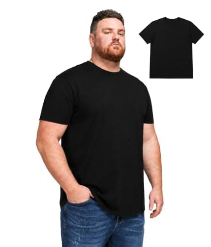 SUNCHIRI Men's Big and Tall Merino Wool T-Shirt Extended Length, Black, 3XL